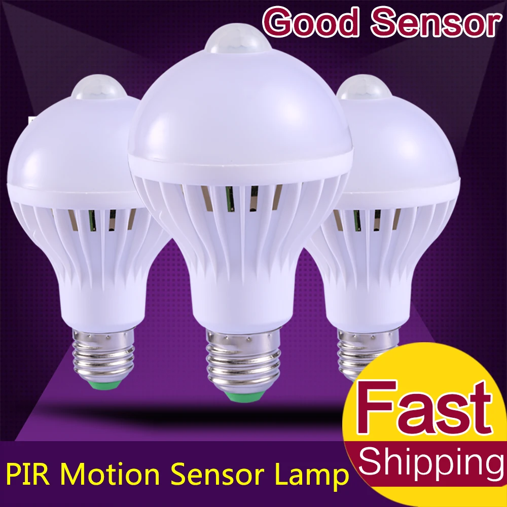 165 265V Energy Saving 3W 5W 7W 9W E27 LED Lamp with Motion Sensor