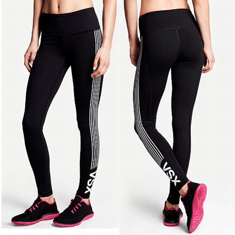 Черные колготки для бега полосатые спортивные Леггинсы сексуальные женские леггинсы компрессионные женские спортивные штаны R006