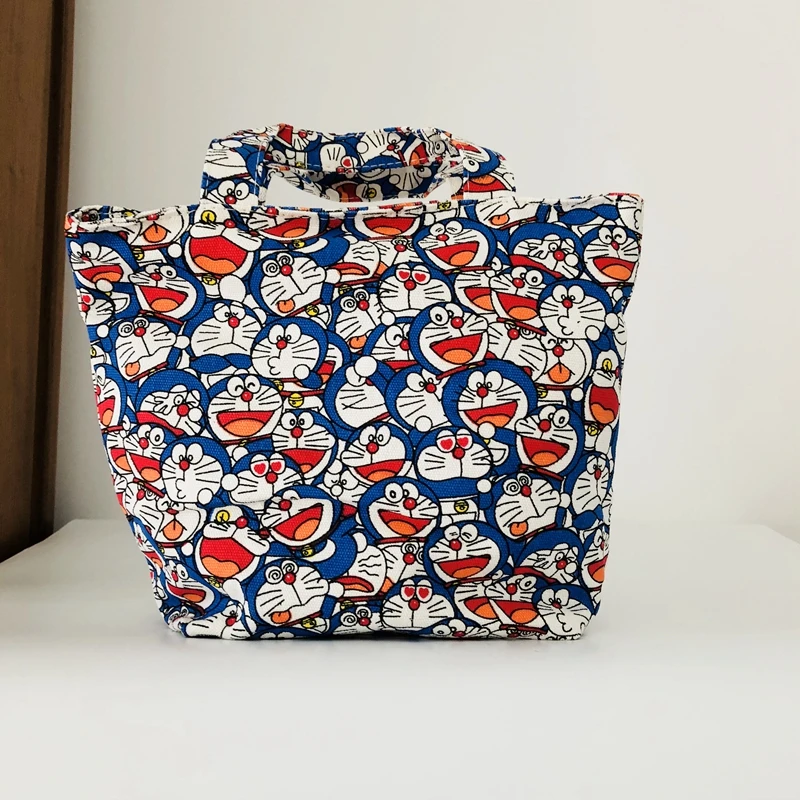 Doraemon сумка для обеда, Мультяшные милые сумки, Холщовая Сумка для пикника, дорожная сумка для хранения, модные сумки для обеда для женщин, девочек, девушек, детей