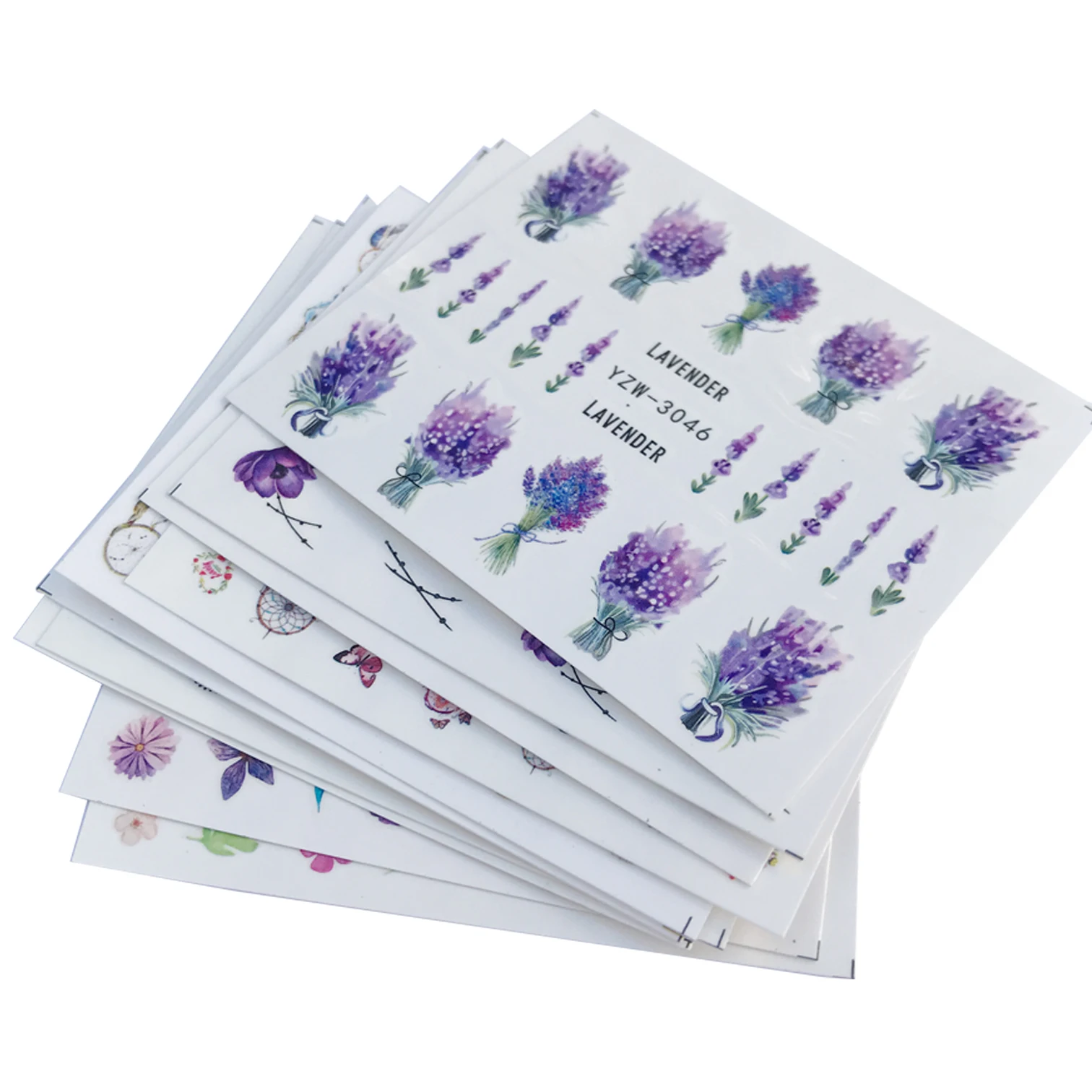

WUF 10 Styles Cartoon Nail Sticker Water Decals Flowers Watermark Ink Slider for Nails Art Decoration Gel Nail Accessories