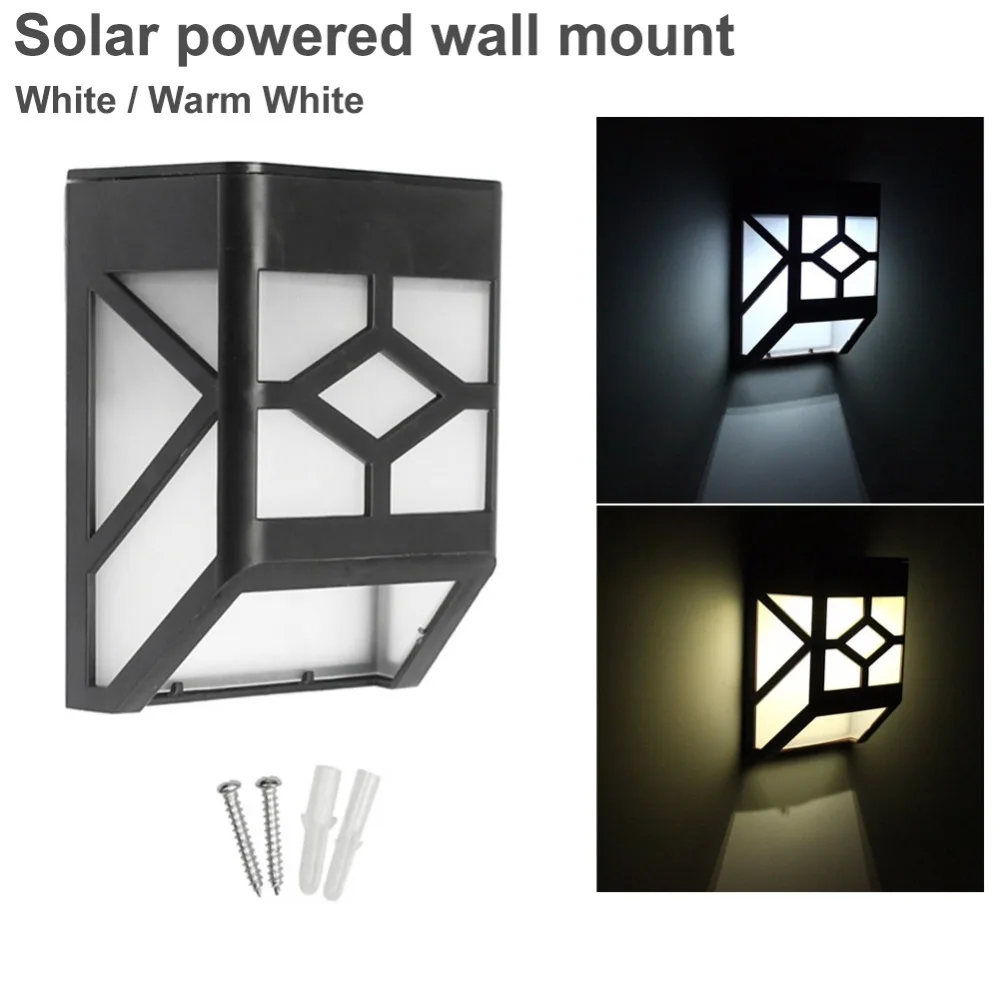 New 2pc Solar White Wall Led Light Stainless Steel Garden Outdoor Mountable Lamp