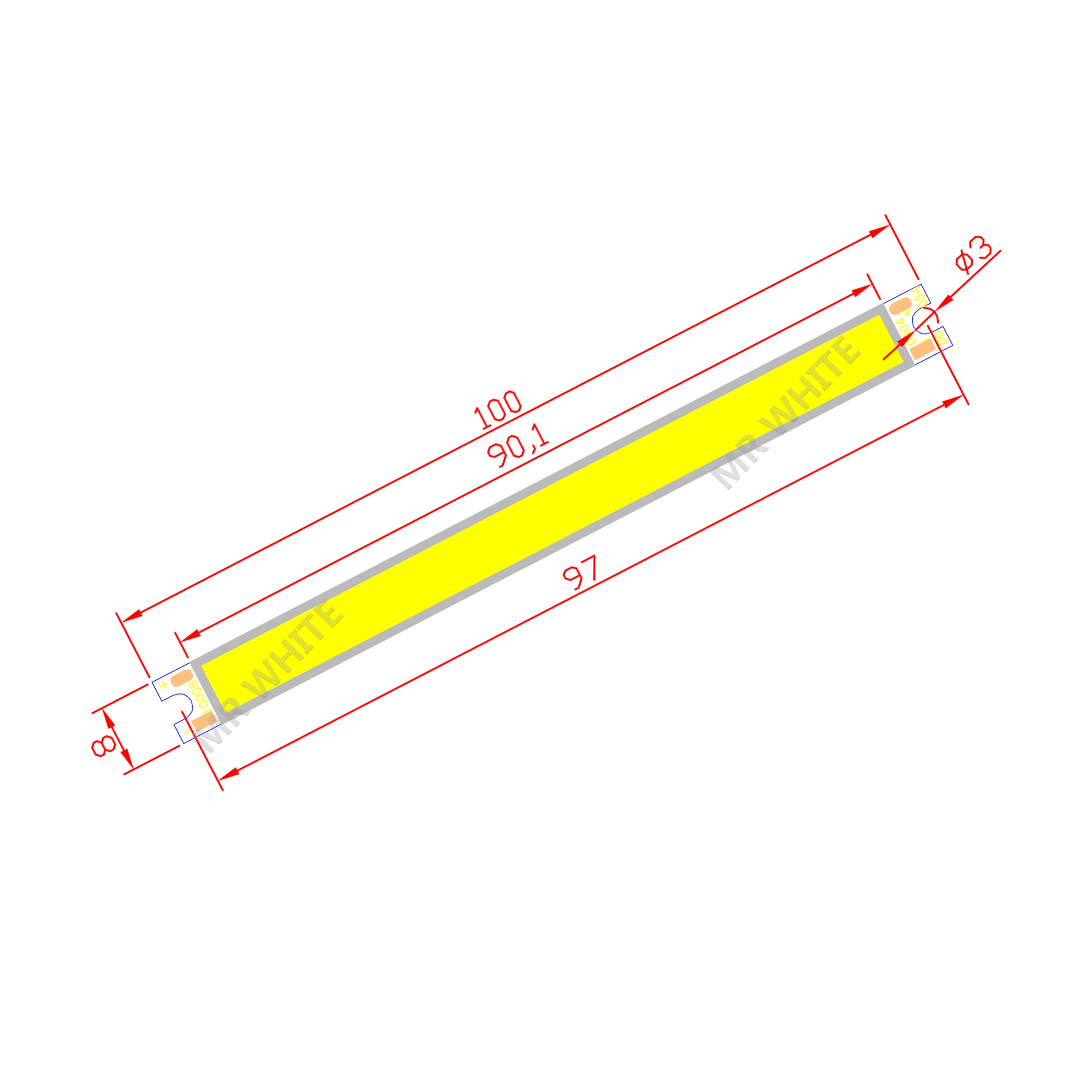 

10pcs bulk sale 100mm 8mm high bright LED Strip COB module Light Source 12V DC White Warm White 5W LED bar Bulb for DIY lamp