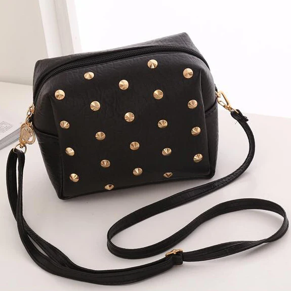

Fashion Lady Bags PU Leather Zipper Rivets Design Woman Cross Body One Shoulder Messenger Bag Money Purse Girls Kyes Phone Bags