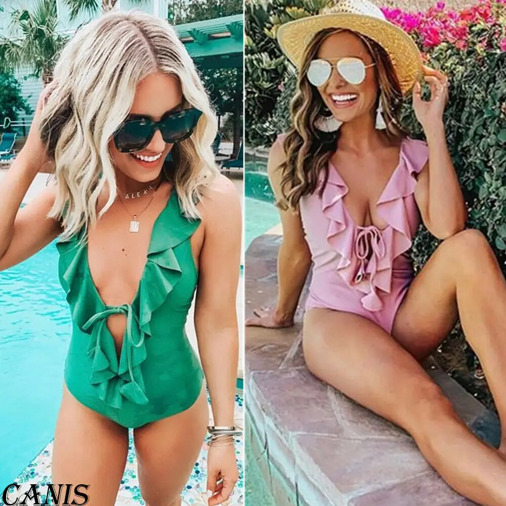 

Hirigin BIkini 2019 Swimwear Womens One piece Bodysuit Bandage Push-Up Swimwear Swimsuit Bathing Suit Brazilian Female