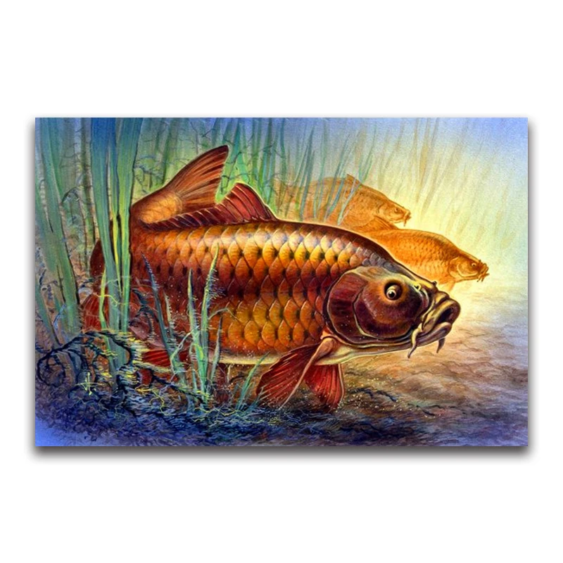 3d Full round Diamond painting Cross stitch Gold money fish full square Diamond mosaic Arowana 5D DIY Diamond embroidery family