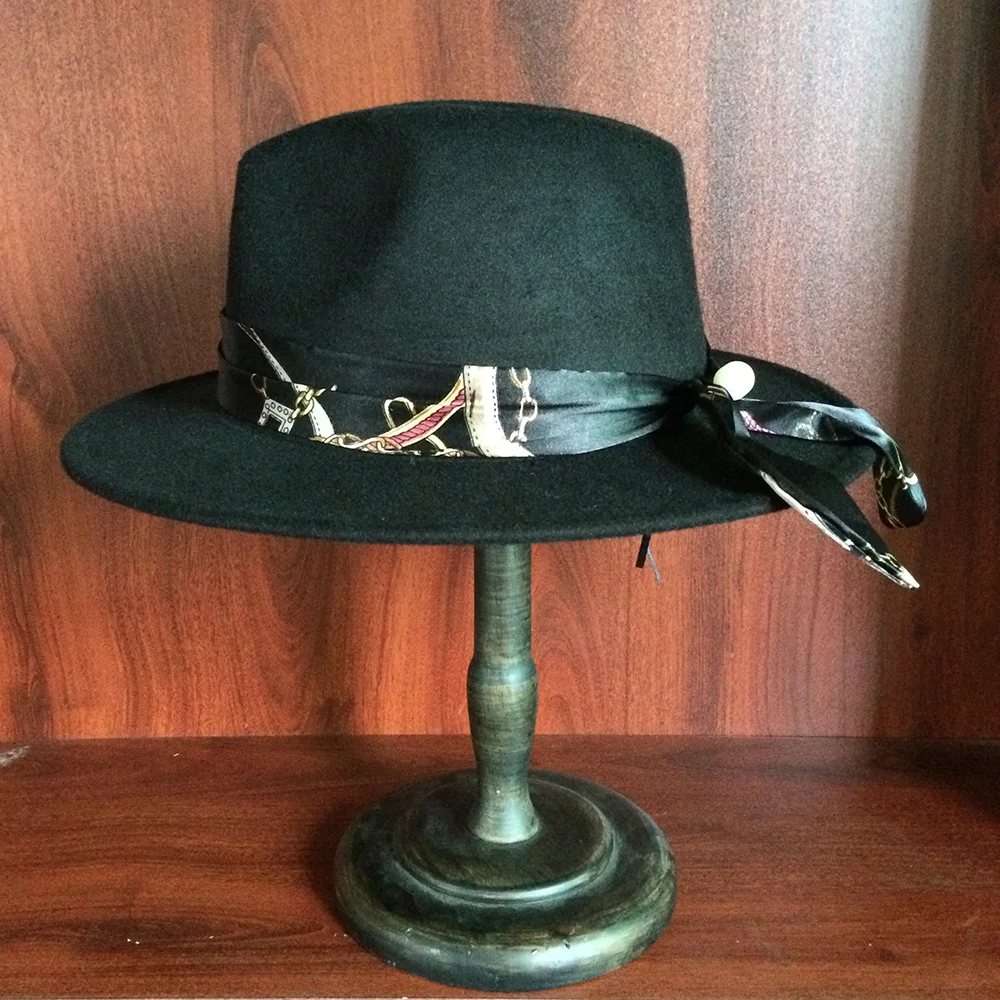 Шляпа Fedora из шерсти для женщин и мужчин зимне осенняя шляпа с широкополыми полями