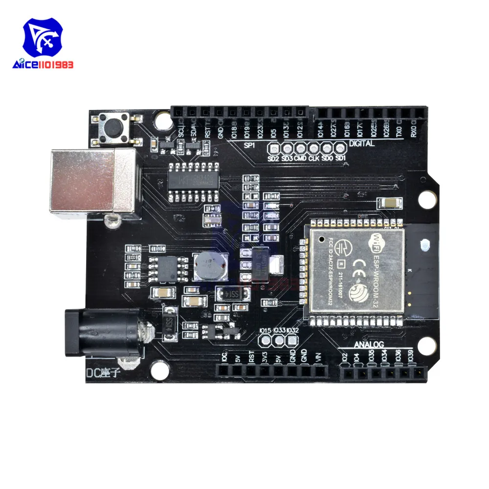 CH340 WeMos D1 R32 мини ESP32 wifi Bluetooth макетная плата для Arduino UNO R3 WeMos TTGO с адаптером type-B/Micro USB 5-12 В