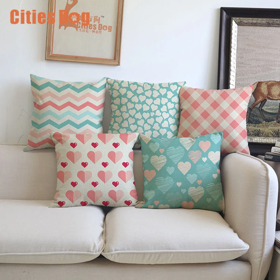 

Modern simple love pattern geometry Cotton Linen Pillowcase Decorative Pillows Cushion Use For Home Car Office Almofadas Cojines