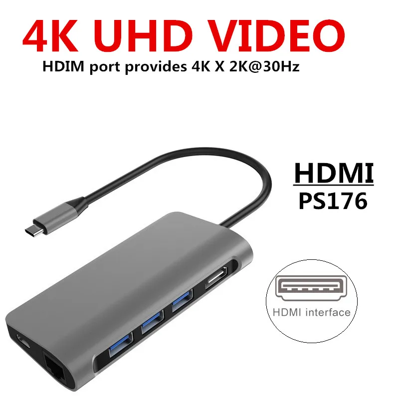 Thunderbolt3 USB HUB Type c 3 1 к HDMI 4 0 RJ45 VGA адаптер с PD зарядкой для MacBook Pro Samsung Galaxy S9 usb hub|Кабели