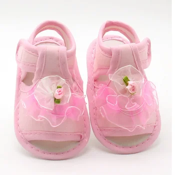 

2017 Summer Baby Girl Lace Flowers Sandals Shoes Flowers Sandals Cotton Fabric Female Sandals Girl for 0-18 M New Pink White Re