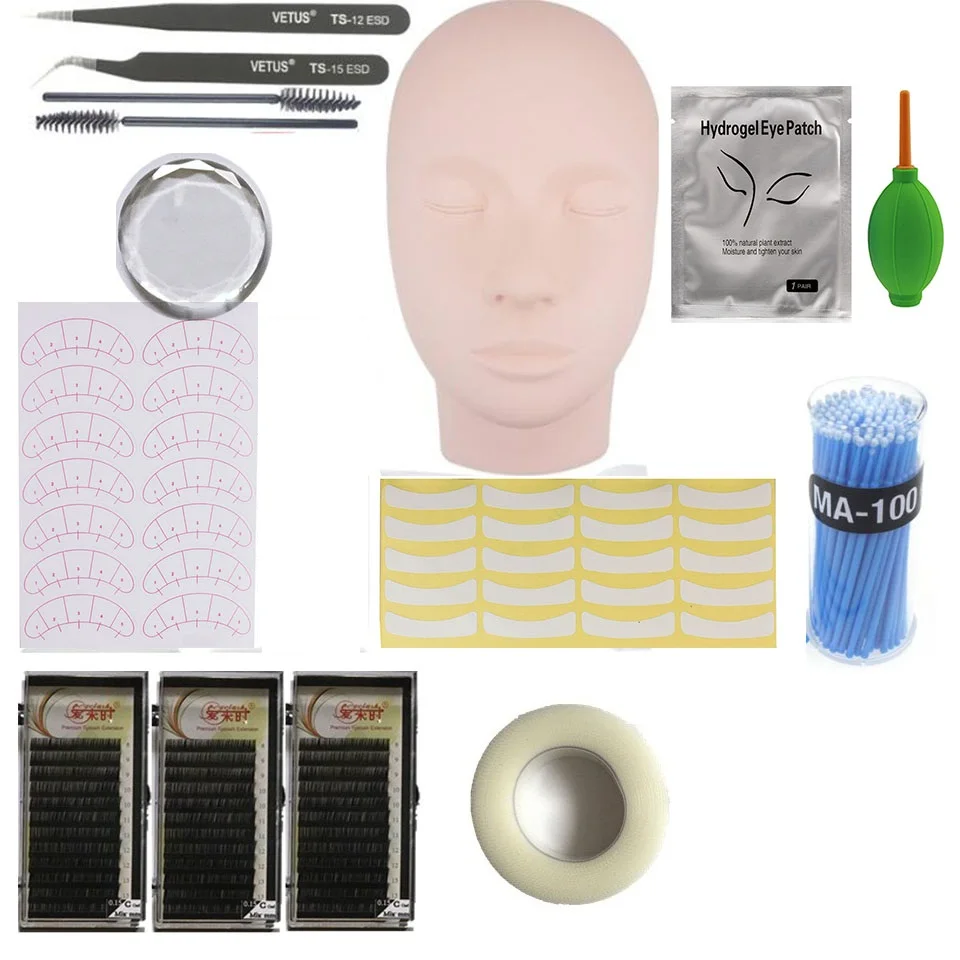 1 Set Eyelashes Extension Kit For Beginner Practicing Grafting Eyelash