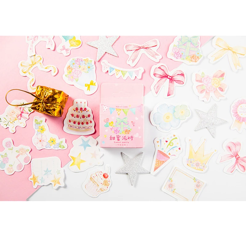 46Pcs/Pack Sweet Pink Mini Sticker Diy Scrapbook Sticker Stationery Decor Girl Pink Stickers