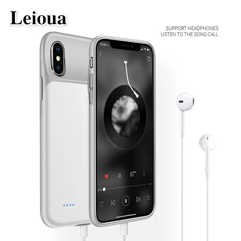 

Leioua New Slim Silicone Battery Case 3200mah For Iphone Xs Max Power Bank Charger For Iphone Xr X Xs Battery Back Cover Audio