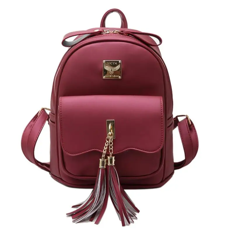 tassel women leather backpack teenage backpacks for girls vintage