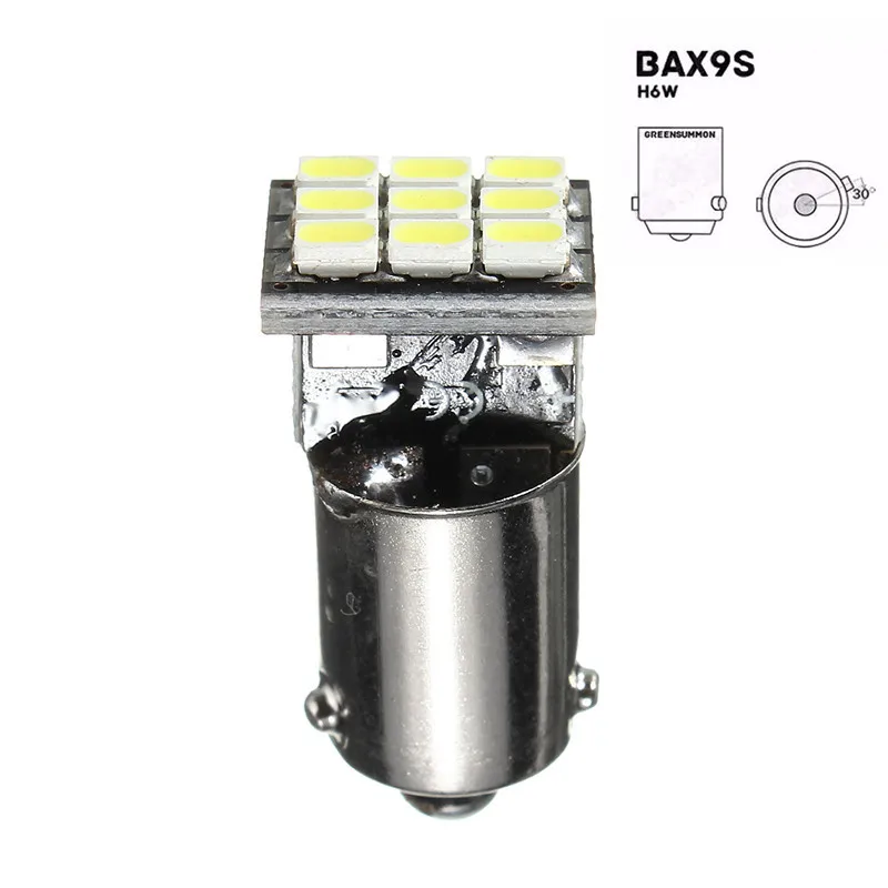 

Pure White H6W BAX9S 1206 SMD 9 LED Light Bulb For Car License Plate Map Door Lamp Light DC12V 6000K Car Lighting