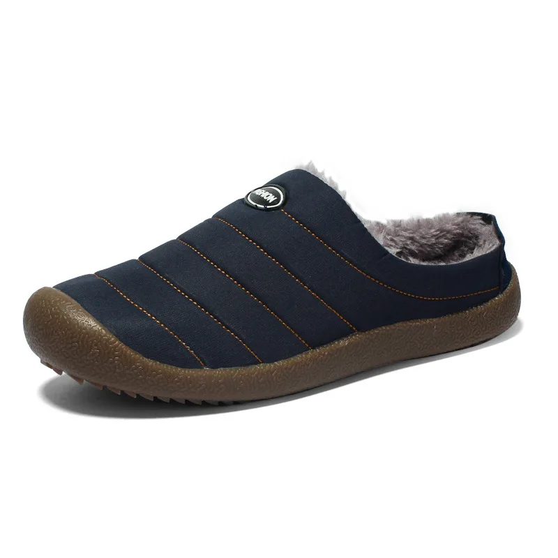 6833 Dark Blue Мужские зимние ботинки г. Зимняя теплая плюшевая мужская повседневная обувь мужская модная водонепроницаемая обувь на плоской платформе с круглым носком размера плюс 37-48 - Цвет: 6833 Dark Blue