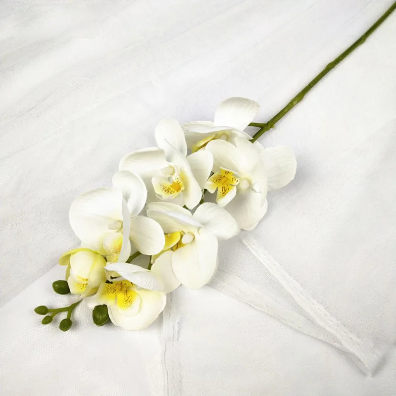 70 см Искусственный фаленопсис Расширенный латекс кремния Настоящее прикосновение большой орхидеи белый свадебный дом гость украшения бонсай - Цвет: 3