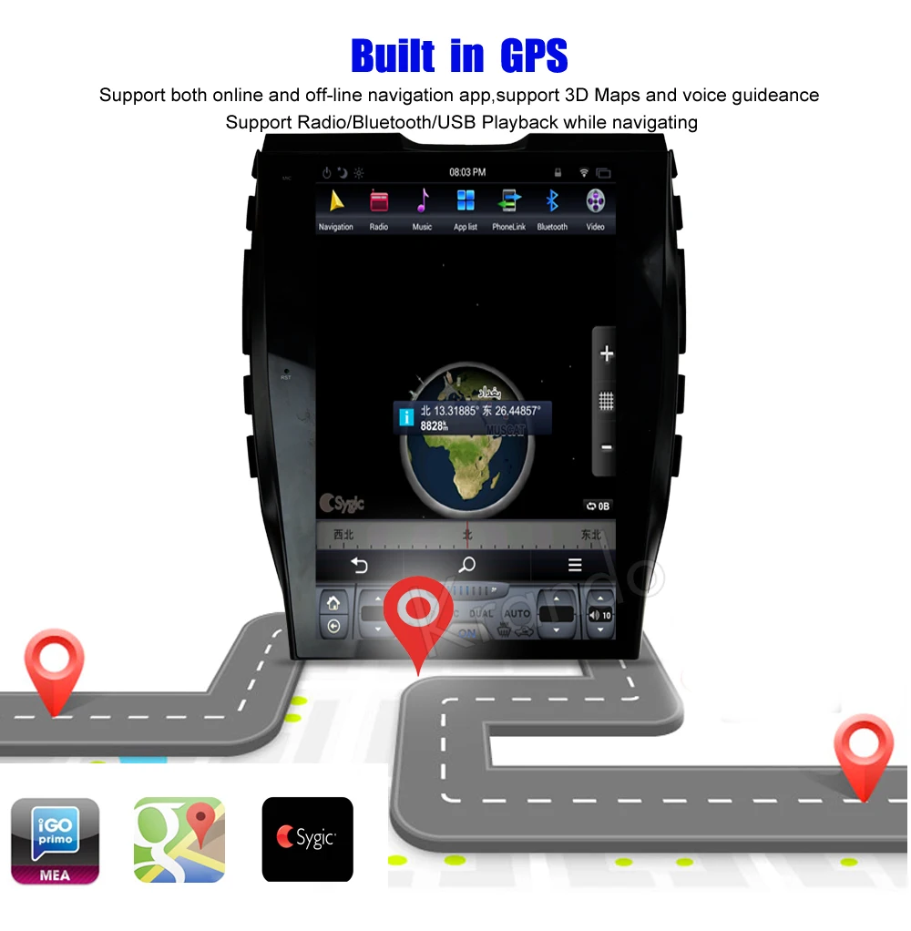 Discount Krando Android 8.1 12.1" Tesla Vertical screen car radio gps navigation for Ford edge 2015+ multimedia entertainment system OBD2 2
