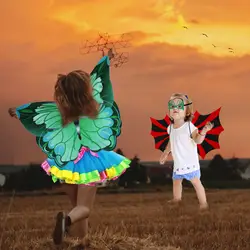 Специальный Зеленый крыло бабочки Войлок маска юбка-пачка девушки костюмы принцессы Крылья Девушка Карнавальный Косплэй подарки