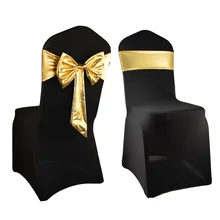 Горячая 50 шт./лот Ближний Восток роскошный золотой стрейч стул из лайкры Sash Свадебный банкет индивидуальные галстук-бабочка повязка на стул вечерние подарки