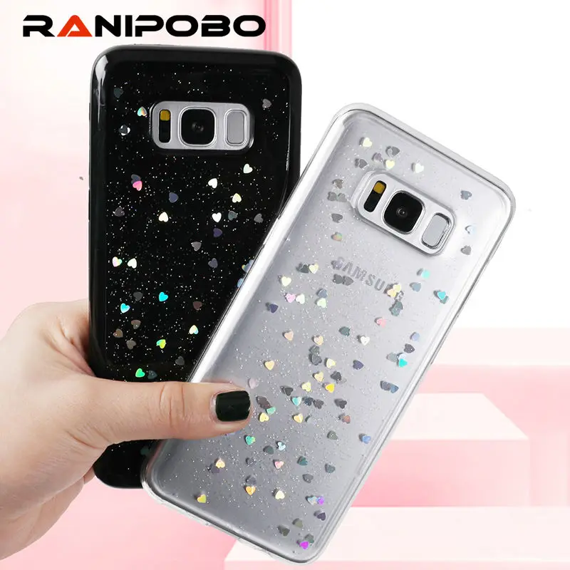 

Shining Glitter Star love heart Sequins Soft Phone Case For Samsung Galaxy Note 8 S8 S9 Plus Bling Powder Ultra Thin Back Cover