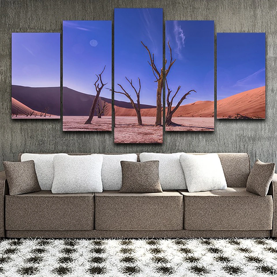 

Decor Living Room Modular HD Printed Pictures 5 Panel Dead Trees Desert Landscape Framed Wall Art Painting Canvas Poster Home