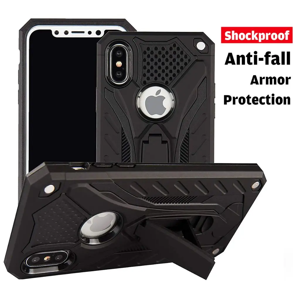 For iphone XS Max Armor Case with Stand Storage Hybrid PC