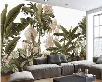 

beibehang papel de parede tapety Classic fashion simple wallpaper retro nostalgic century hand painted rainforest mural TV wall