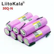Bateria recarregável liitokala, 30q 18650 3000mah, descarga de alta potência, 30a, alta corrente + diy nicke