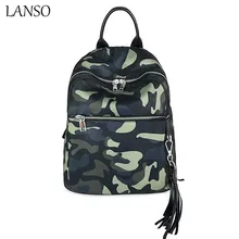 Lanso женская обувь на застежке-молнии модные рюкзак Оксфорд школьного рюкзака, сумки для подростков Камуфляж Повседневная Стиль рюкзаки