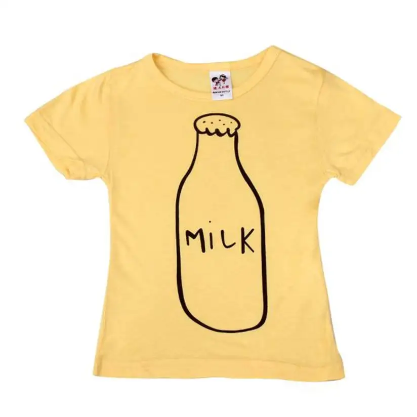 

2018 Summer New Boys grils Summer Short Sleeve Tops O Neck T-Shirt Tees Children Boy Kid Milk Bottle P3