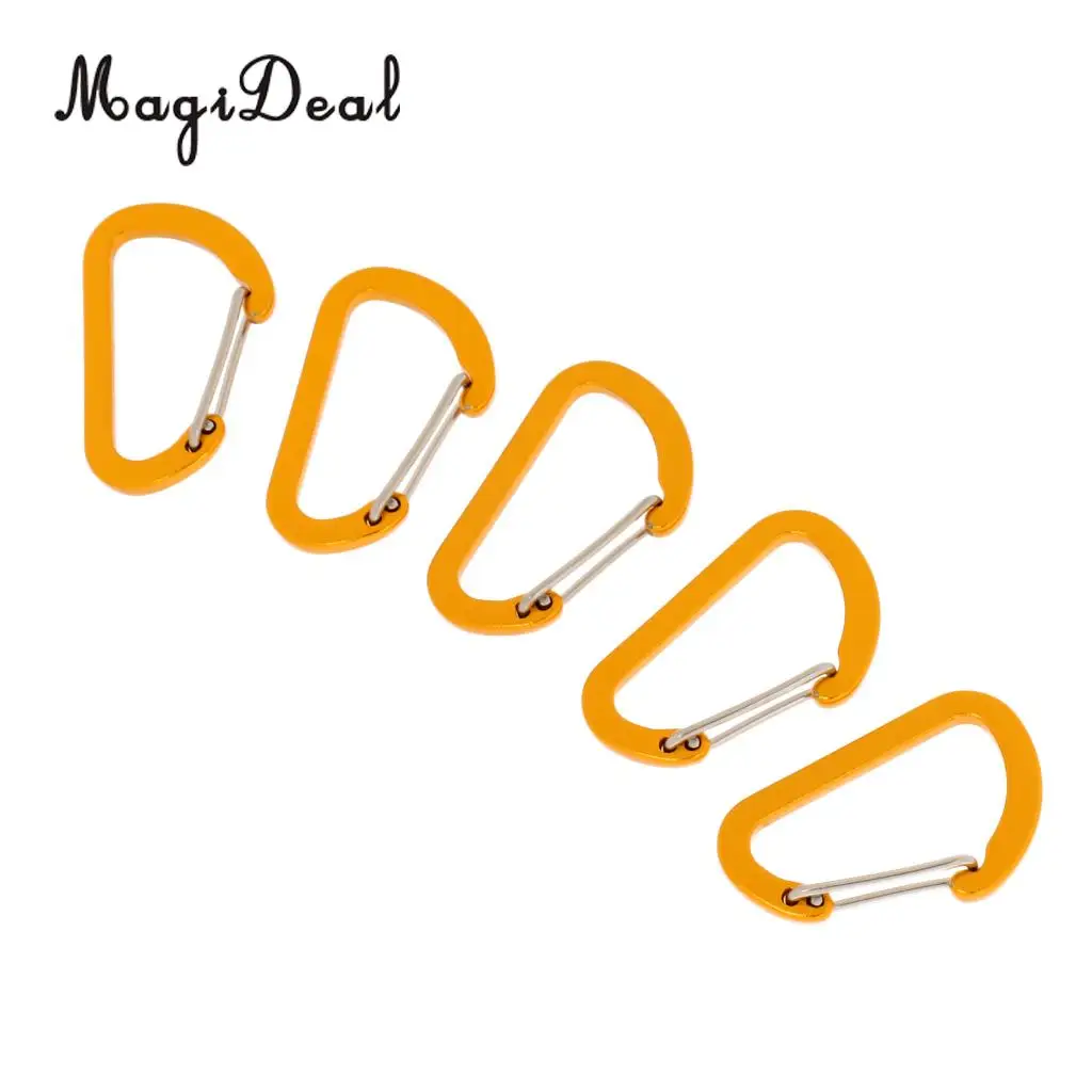 High Quality 5 Piece Outdoor D Ring Carabiner Spring Snap Clip Key Chain Hook Buckle Climbing Caving Hiking Camping Travel