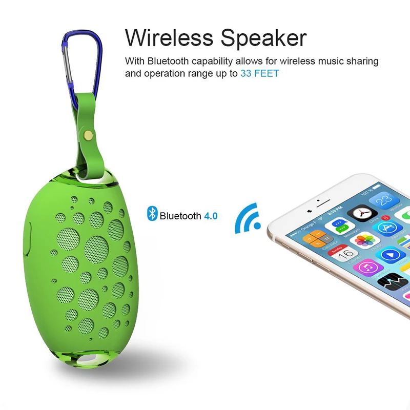 Mango Speaker Mini MG Outdoor Portable Stereo Wireless Bluetooth Speaker with Microphone Hook Support Handsfree Call IP54 Port