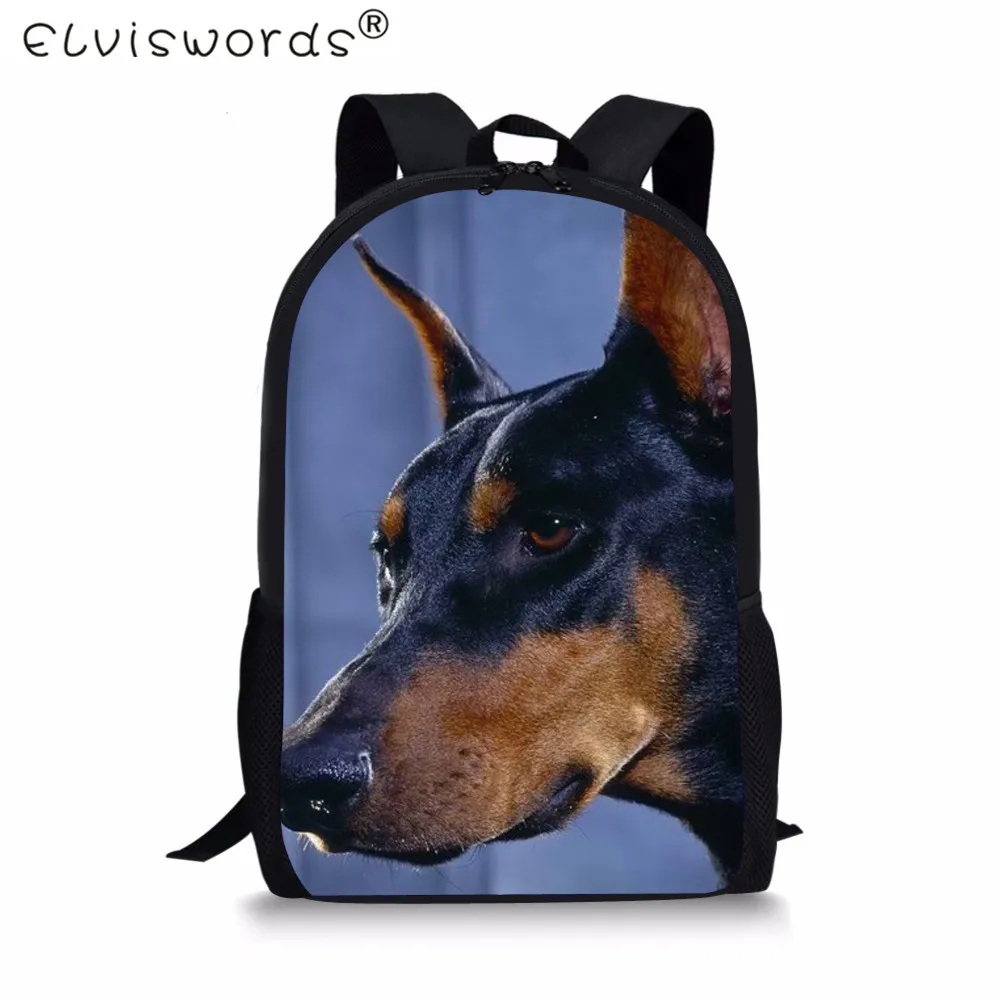 

ELVISWORDS 3D Doberman Dog Print Children School Bags for Kids Teenager Girl Boy Mochilas Schoolbags Student Shoulder Book Bag