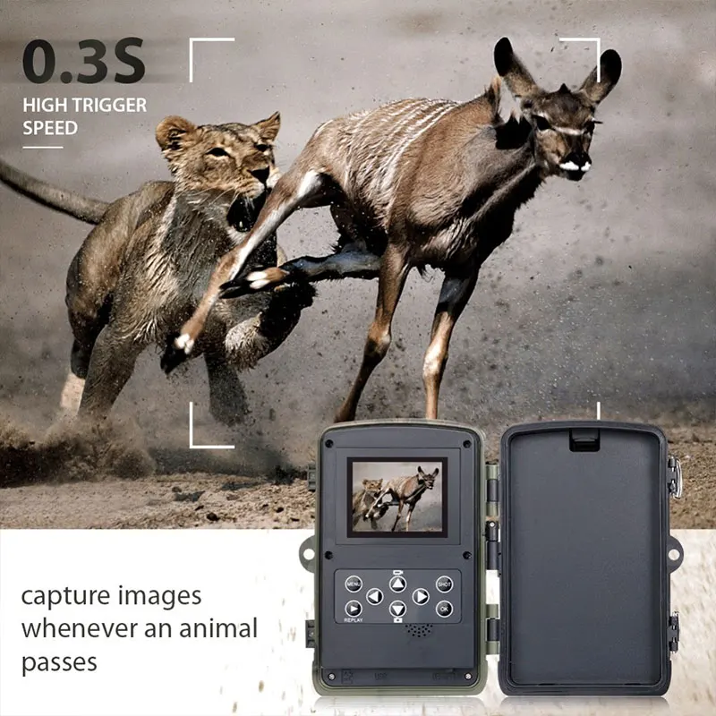 

Trail Camera Hunting Camera 0.2s IR Hunting Camera Security Camera Portable Night Vision 16MP Multifunctional