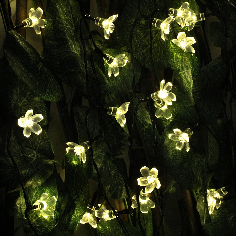 7M 50 LED Solar String Light 4.8M 20LED Sakura Flower Christmas Fairy Light Outdoor Garden Wedding Holiday Light Home Decoration 7M 50 LED Solar String Light 4.8M 20LED Sakura Flower Christmas Fairy Light Outdoor Garden Wedding Holiday Light Home Decoration