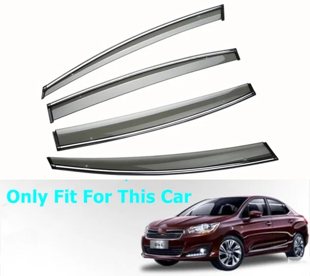 

Car Window Cover Visor Sun Rain Wind Deflector Awning Shield ABS For Citroen C4L 2017 2018