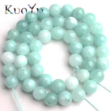 Бусины из натурального камня голубого амазонита ангелита, круглые бусины-разделители 15 дюймов 6-12 мм для самостоятельного изготовления ювелирных изделий, браслеты