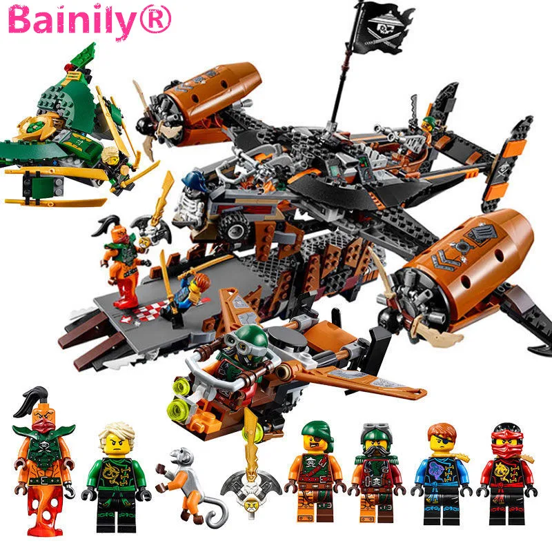 

[Bainily]Phantom Ninja Flying Pirates Fort Fortune Fortress Number Ninjago Series Building Block Bricks For Children's Gift Toys