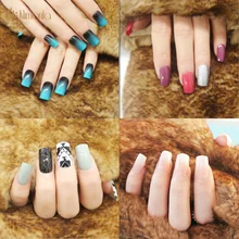Новые 24 шт накладные ногти цветные средние накладные ногти с клеем полное покрытие градиентные накладные французские ногти для женщин