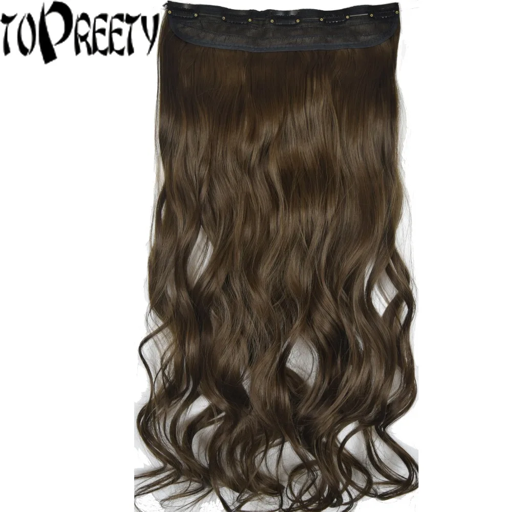 

TOPREETY Heat Resistant B5 Synthetic 26" 65cm 130gr Wavy 5 Clips on Clip in hair Extensions 30 colors
