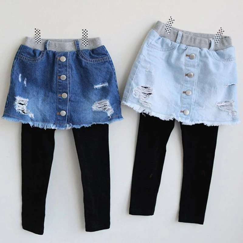 jean skirt leggings