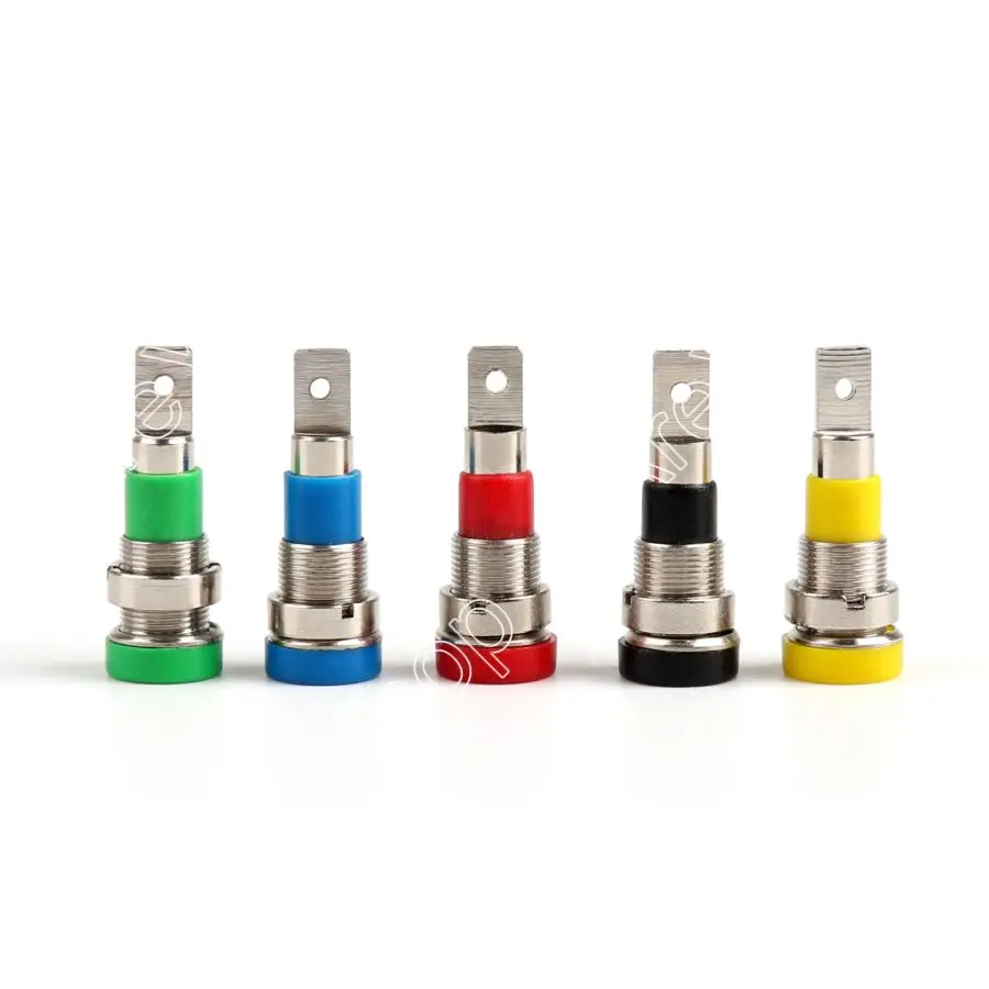 

Areyourshop 5Pcs 4mm Copper Terminal Connector Banana Socket Jack Binding Post Screw Nut Plug Test Probe 5Color