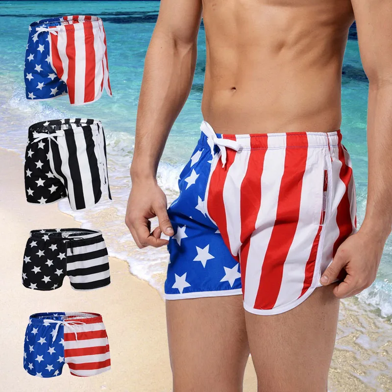 Mens Swim Trunks Quick Dry The Stars and The Stripes Beach Board Shorts Bathing Suits with Pockets