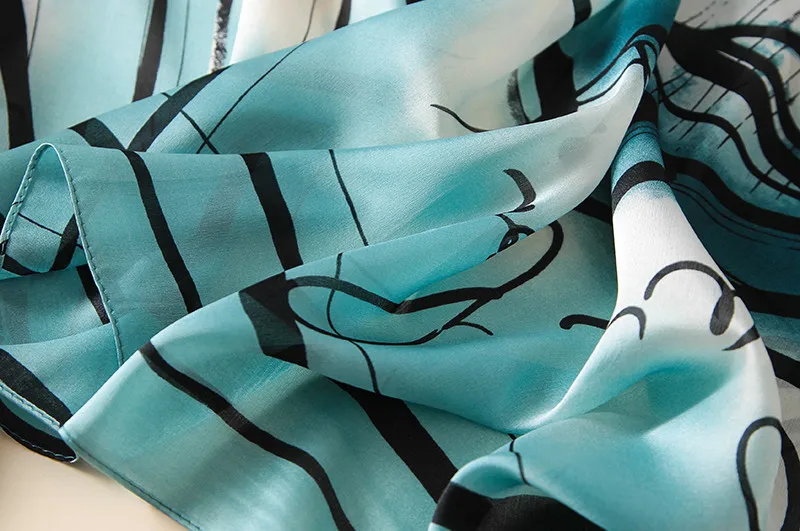 RUNMEIFA Новая мода Моделирование Шелковый платок для женщин фортепиано эскиз шарф женский вычурный écharpe Mujer Чал леди шарф 90x180 см