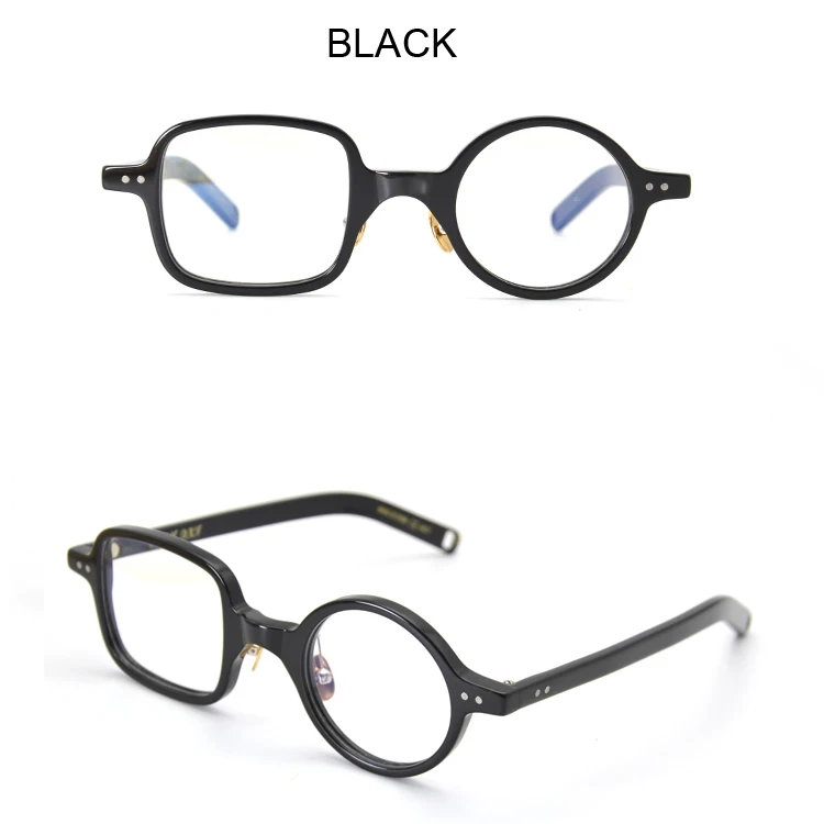 Iron Man Robert Downey Jr glasses asymmetric Eyeglasses handmade acetate irregular shape metal nose - Цвет оправы: black