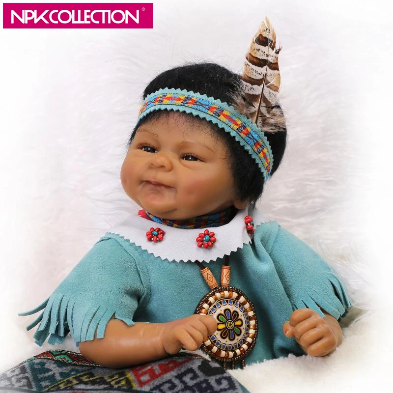 NPK 17 дюймов американских индейцев винилсиликоновых Reborn Baby Doll подарок на день
