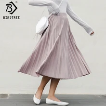 Новая модная весенне-осенняя Женская юбка розовая черная длинная Плиссированная юбка женская винтажная Женская миди юбка универсальная одежда B82905A