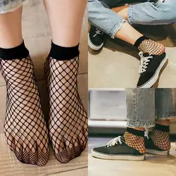 Новые модные женские туфли в сеточку, Носки для девочек сетки Рыба Чистая Повседневное пикантные короткие носки 2018 жаркое лето