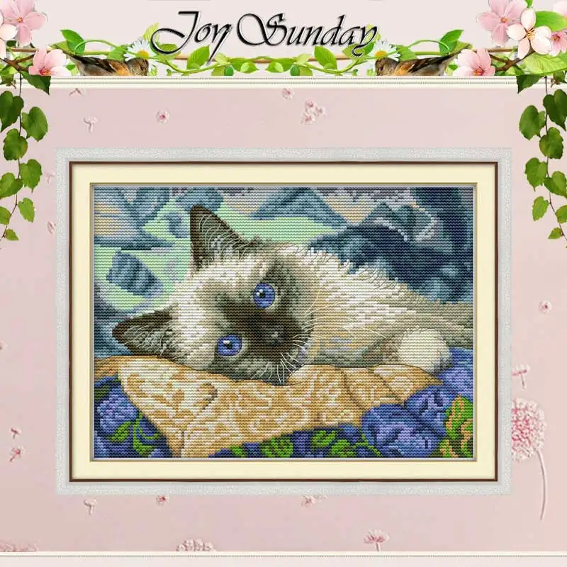 

The blue eyes cat counted Cross Stitch 11CT 14CT Cross Stitch Set Wholesale DIY Animals Cross-stitch Kit Embroidery Needlework